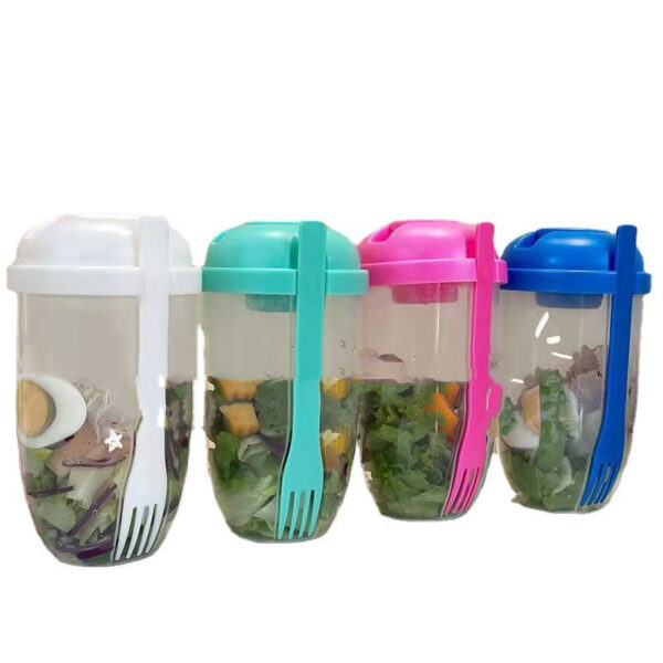 Breakfast Oatmeal Cereal Nut Yogurt Salad Cup Container Set With Fork Sauce Cup Lid Bento Food Taper Bowl Lunch Box - Image 6