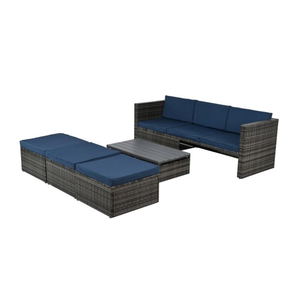 Patio Furniture, Outdoor Furniture, Seasonal PE Wicker Furniture,5 Set Wicker Furniture With Plywood - Image 2