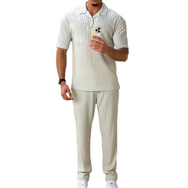 Fashion Casual Polo Short Sleeve Shirt Trousers Two-piece Set Men's Suit - Image 4