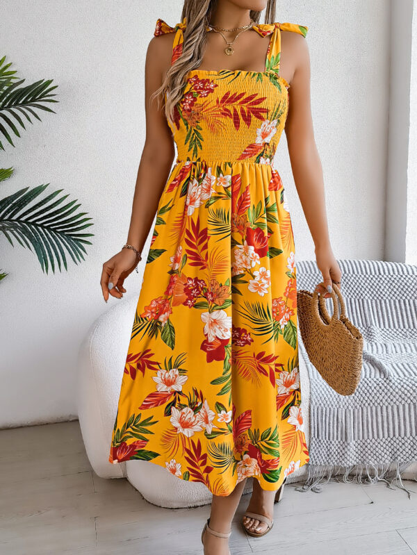 Flowers Print Suspender Corset Dress Ins Fashion Holiday Beach Long Dresses Summer Clothing For Women - Image 5