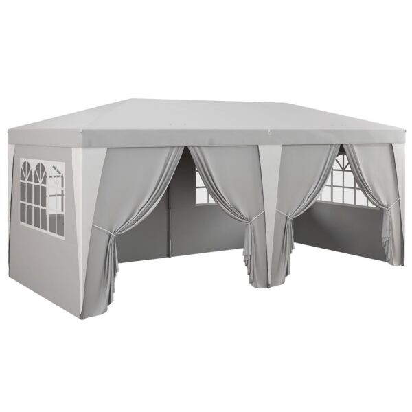 Outsunny 19 X 10' Pop Up Canopy Tent With 6 Removable Sidewalls, 4 Windows, Large Ez Up Canopy With