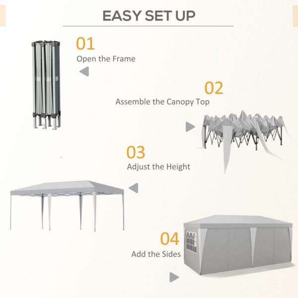 Outsunny 19 X 10' Pop Up Canopy Tent With 6 Removable Sidewalls, 4 Windows, Large Ez Up Canopy With - Image 4