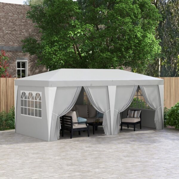 Outsunny 19 X 10' Pop Up Canopy Tent With 6 Removable Sidewalls, 4 Windows, Large Ez Up Canopy With - Image 6