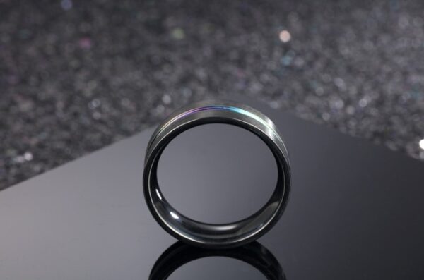 Metal brushed rainbow titanium steel men's ring - Image 2