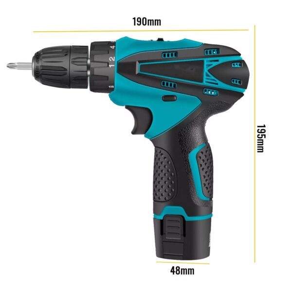 12V Cordless Drill Electric Screwdriver Power Driver Combi Drills Kit - Image 3