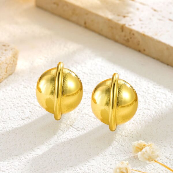 Fashion Stainless Steel Irregular Round Geometric Earrings Women - Image 4