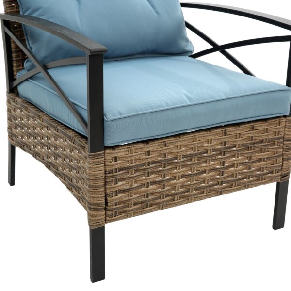 4-Piece Patio Sectional Low Dining Sofa Set - KD Rattan Wicker Outdoor Furniture - Image 10