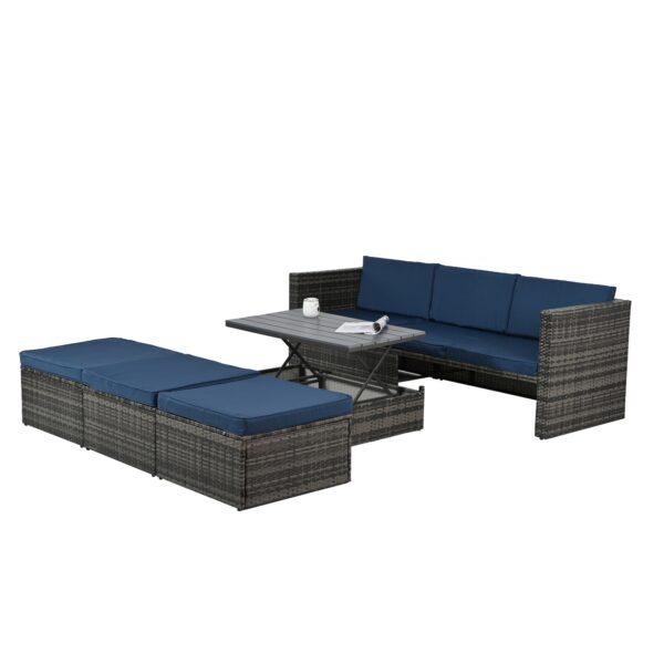 Patio Furniture, Outdoor Furniture, Seasonal PE Wicker Furniture,5 Set Wicker Furniture With Plywood - Image 10