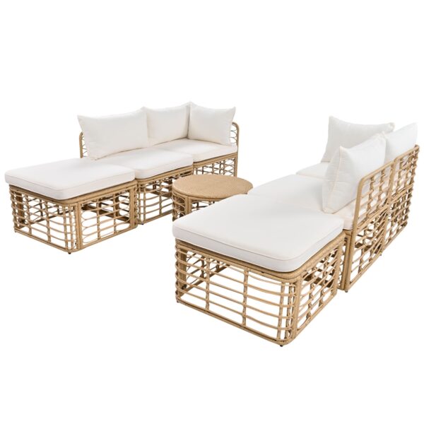 GO 7 Pieces Outdoor Patio Furniture, All-Weather Rattan Sectional Sofa Set With Thick Cushions And P - Image 2