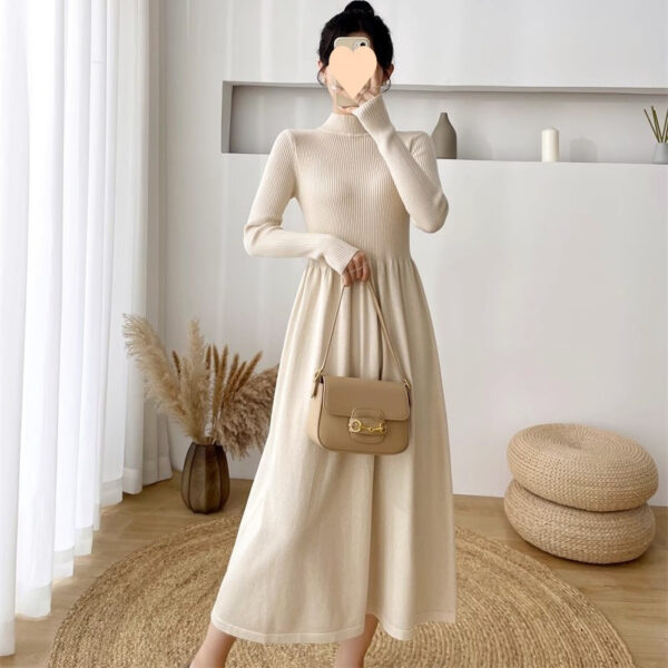 Autumn And Winter New Elegant Inner Match Loose Oversized Knit Dress - Image 2