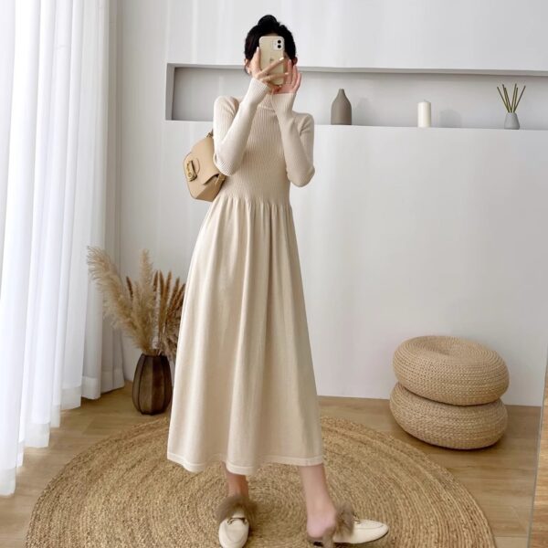 Autumn And Winter New Elegant Inner Match Loose Oversized Knit Dress - Image 6