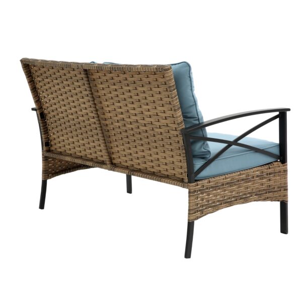 4-Piece Patio Sectional Low Dining Sofa Set - KD Rattan Wicker Outdoor Furniture - Image 3