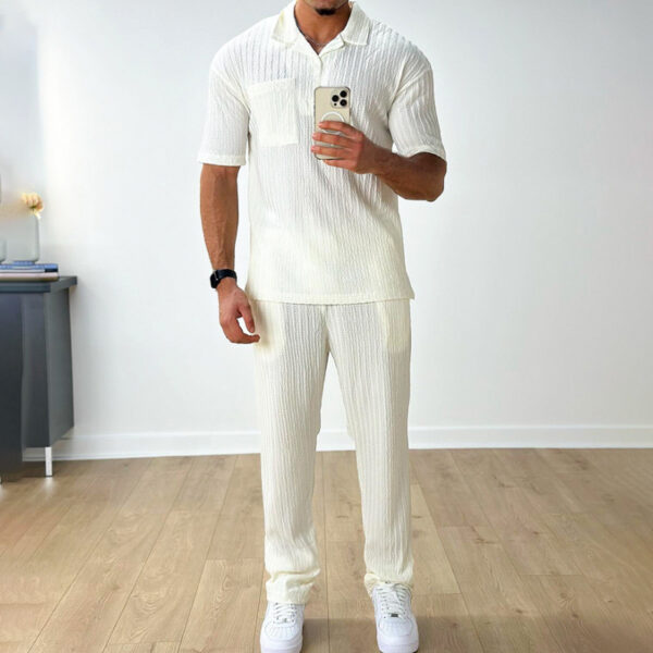 Fashion Casual Polo Short Sleeve Shirt Trousers Two-piece Set Men's Suit - Image 2