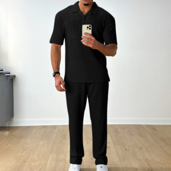 Fashion Casual Polo Short Sleeve Shirt Trousers Two-piece Set Men's Suit - Image 3